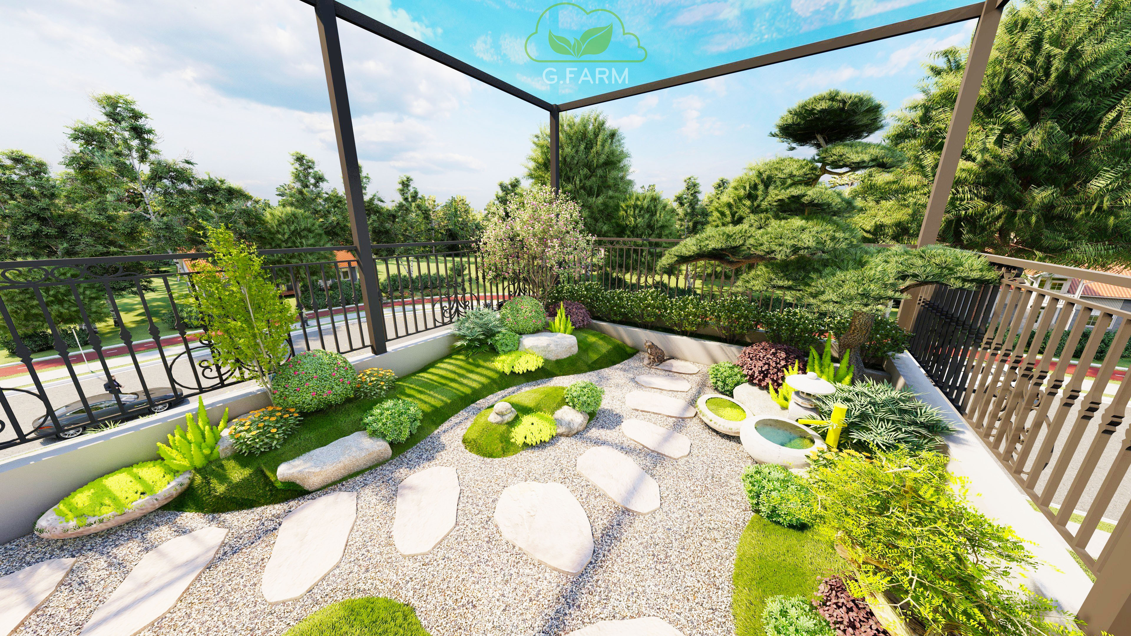 Thiết kế vườn nhật trên sân thượng