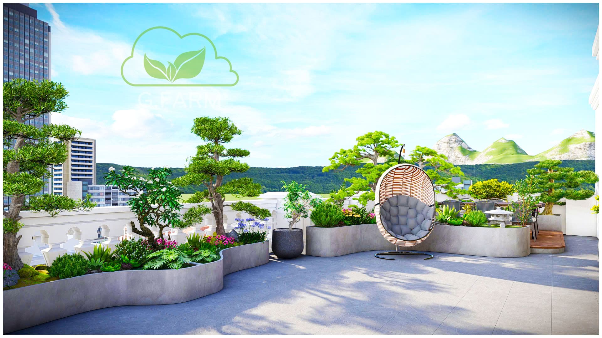 Vườn sân thượng đẹp