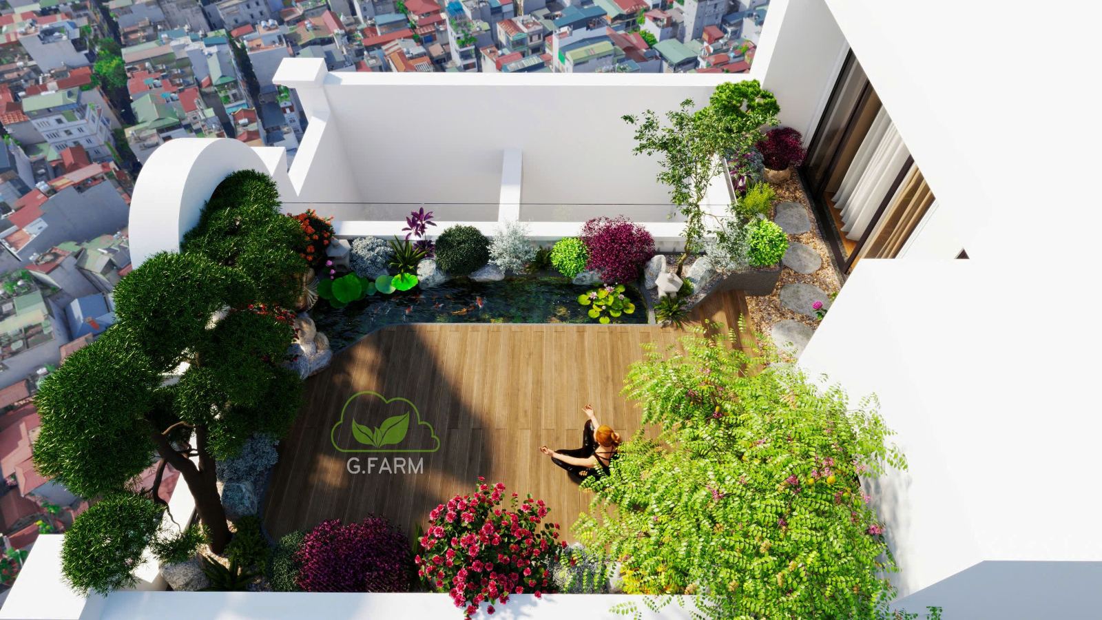 Thiết kế tiểu cảnh sân thượng tại Hà Nội mới nhất