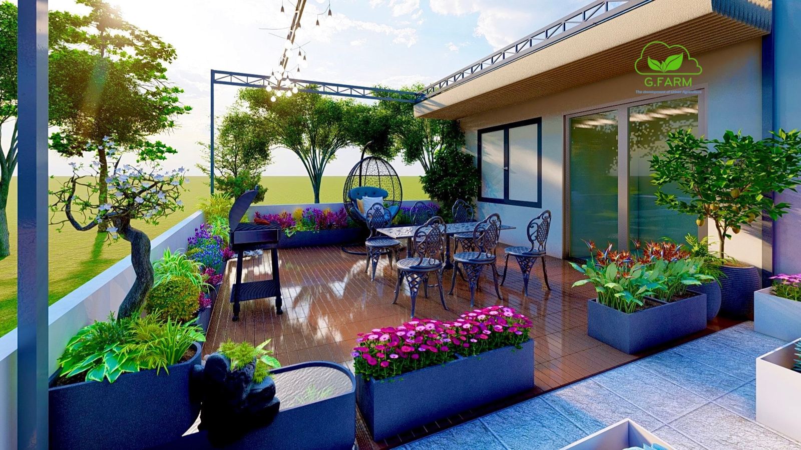 Thiết kế thi công vườn sân thượng anh Tuyến Hải Phòng